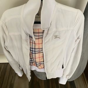 White Burberry bomber jacket coat